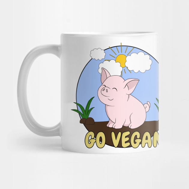Go Vegan Cute Pig 2 by valentinahramov